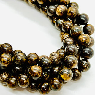 filo di bronzite sfera 10 mm colore marrone e nero - Perle Pietre Dure per Bigiotteria e Gioielli