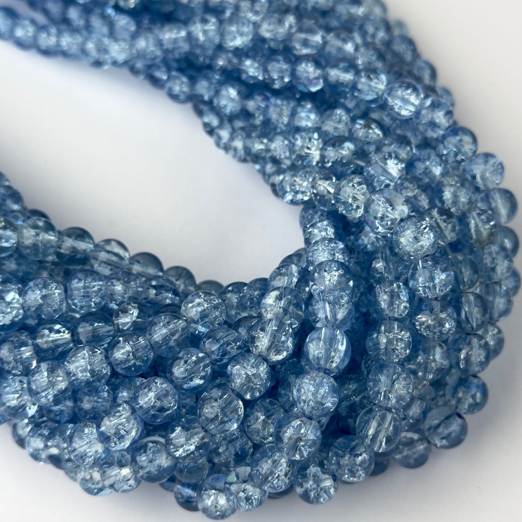 Perle Di Vetro Cracklé Azzurro Tondo 8mm - Filo 40 Cm – - Componenti Per Bigiotteria - Foto 3