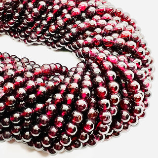 filo di pietra semipreziosa sfera colore rosso granato 4 mm - Perle Pietre Dure per Bigiotteria e Gioielli