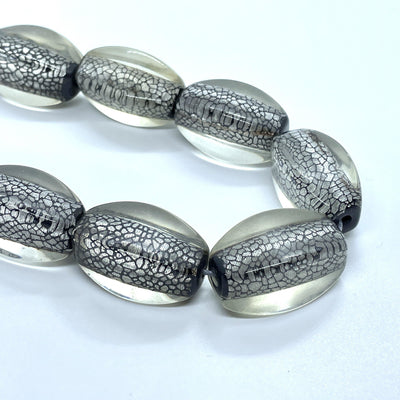 Perle di Resina  Nero maculato argento 32x18x18 mm - Sarobidy