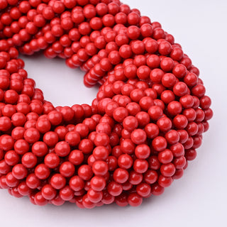 Perline Corallo Rosso Bambù Tondo 4mm
