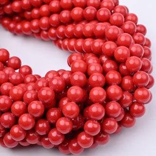 Perline Corallo Rosso Bambù Tondo 8mm