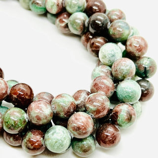 filo di agata sfera 10 mm colore verde e brunito - Perle Pietre Dure per Bigiotteria e Gioielli