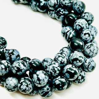 filo di ossidiana sfera 10 mm colore nero e grigio - Perle Pietre Dure per Bigiotteria e Gioielli