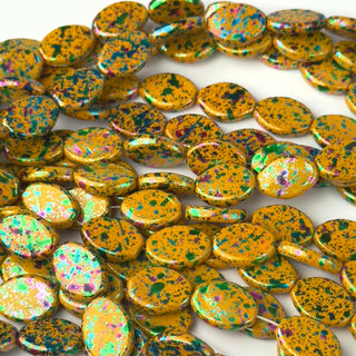 Perle Iridia Giallo Miele Ovale 16x12mm - Filo da 80 cm