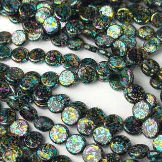 Perle Iridia Nero e Oro Disco 10mm - Filo da 80 cm