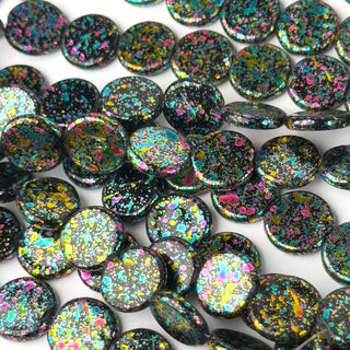 Perle Iridia Nero e Oro Disco 16mm - Filo da 80 cm