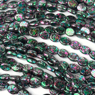 Perle Iridia Nero e Blu Pavone Ovale 9x7mm - Filo da 80 cm