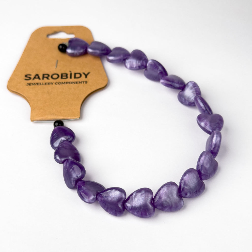 Perle in Resina Cuore Viola - 14 x 13mm – Sarobidy - Componenti per ...