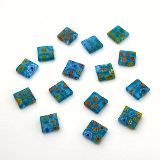 Perline Millefiori Artigianali Azzurro Quadrato 10mm