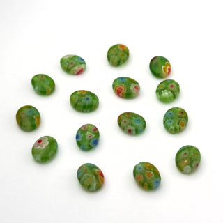 Perline Millefiori Artigianali Verde Ovale 10x8mm