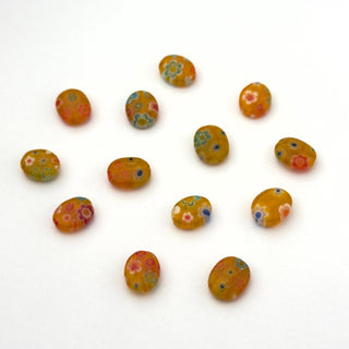 Perline Millefiori Artigianali Giallo Ovale 10x8mm