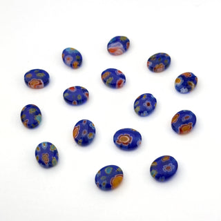 Perline Millefiori Artigianali Blu Ovale 10x8mm