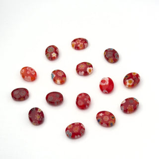 Perline Millefiori Artigianali Rosso Ovale 10x8mm