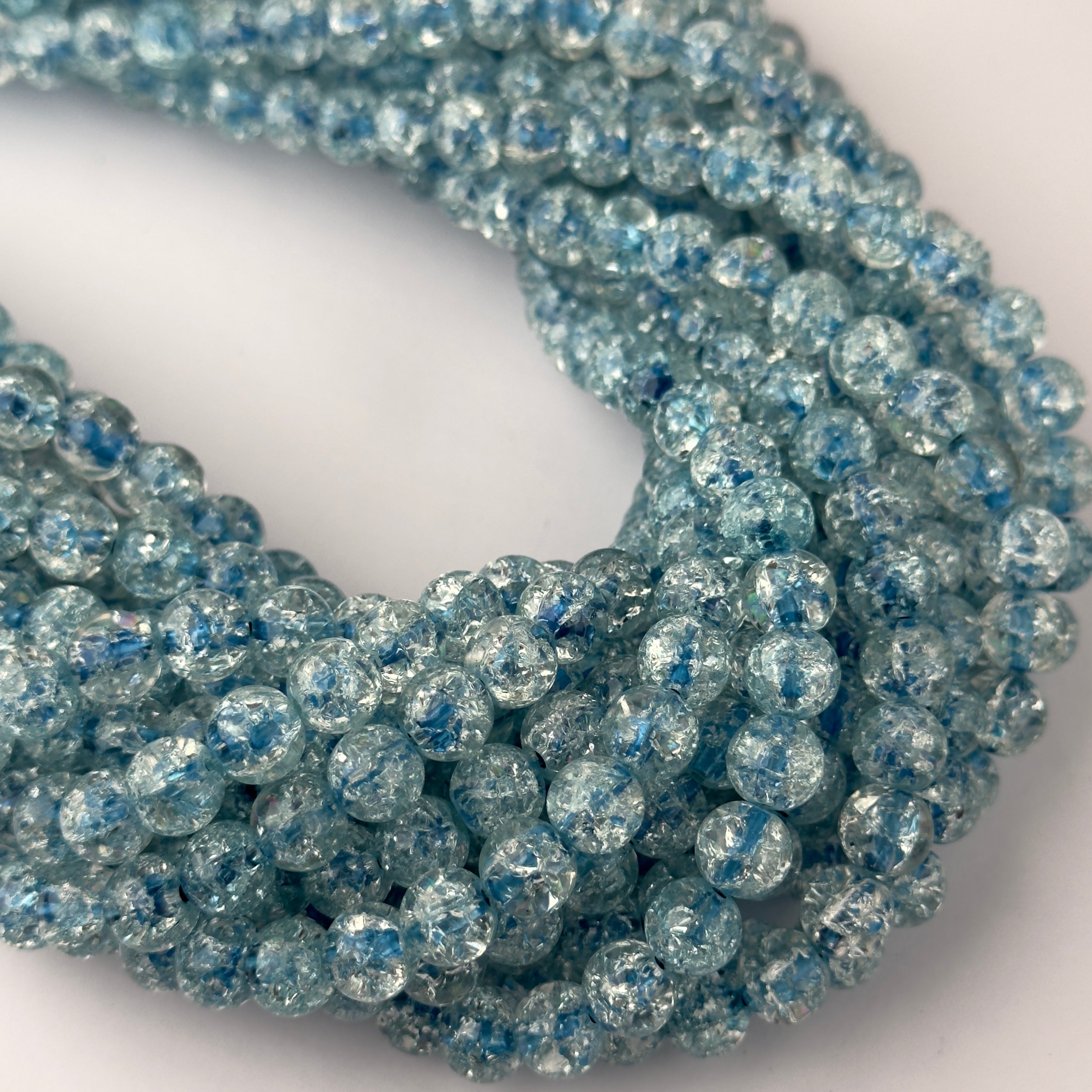 Perle Di Vetro Cracklé Azzurro Tondo 8mm - Filo 40 Cm – - Componenti Per Bigiotteria - Foto 11