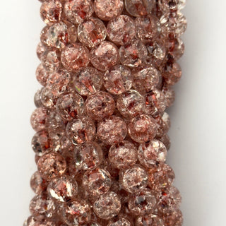 Perle di Vetro Cracklé Rosso Marrone Tondo 8mm - Filo 40 cm