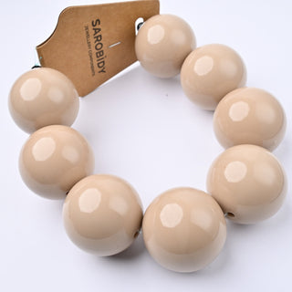 Perle in Resina Tonde 30mm Beige - Filo da 25 cm | Sarobidy