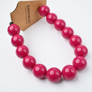 Perle in Resina Tonde 17mm Fucsia - Filo da 25 cm | Sarobidy