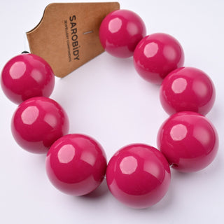 Perle in Resina Tonde 30mm Fucsia - Filo da 25 cm | Sarobidy