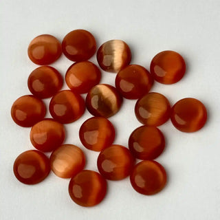 Cabochon Occhi di Gatto Tondo Rosa Salmone 8mm per bigiotteria e gioielli fai da te