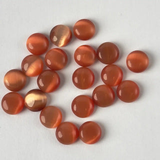 Cabochon Occhi di Gatto Tondo Rosso Corallo 8mm per bigiotteria e gioielli fai da te