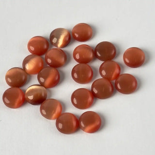 Cabochon Occhi di Gatto Tondo Rosso Corallo 8mm per bigiotteria e gioielli fai da te