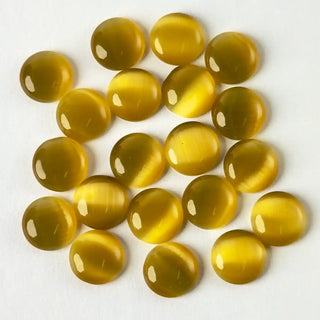 Cabochon Occhi di Gatto Tondo Giallo Ocra 8mm per bigiotteria e gioielli fai da te