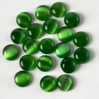 Cabochon Occhi di Gatto Tondo Verde Scuro 8mm per bigiotteria e gioielli fai da te