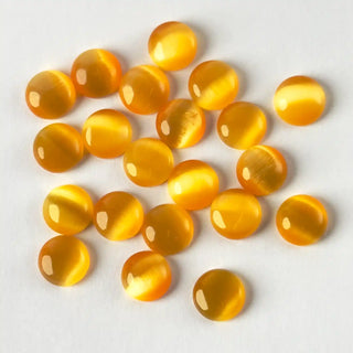 Cabochon Occhi di Gatto Tondo Giallo Scuro 8mm per bigiotteria e gioielli fai da te