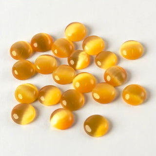 Cabochon Occhi di Gatto Tondo Giallo Scuro 8mm per bigiotteria e gioielli fai da te