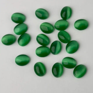 Cabochon Occhi di Gatto Ovale Verde Scuro 9x5mm per bigiotteria e gioielli fai da te