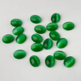 Cabochon Occhi di Gatto Ovale Verde Scuro 9x5mm per bigiotteria e gioielli fai da te