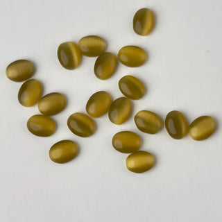 Cabochon Occhi di Gatto Ovale Giallo Ocra 9x5mm per bigiotteria e gioielli fai da te