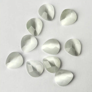 Cabochon Occhi di Gatto Goccia Bianco 11x10mm per bigiotteria e gioielli fai da te