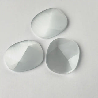 Cabochon Occhi di Gatto Rettangolare Bianco 25x21mm per bigiotteria e gioielli fai da te