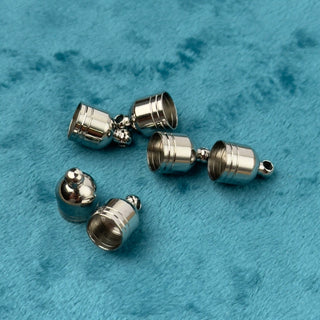 Terminale Coppetta da Incollare in Acciaio 12x8mm (6,5mm Interno) - 6 pz - Minuteria per Bigiotteria e Gioielli fai da te