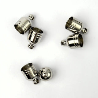 Terminale Coppetta da Incollare in Acciaio 12x8mm (6,5mm Interno) - 6 pz - Minuteria per Bigiotteria e Gioielli fai da te