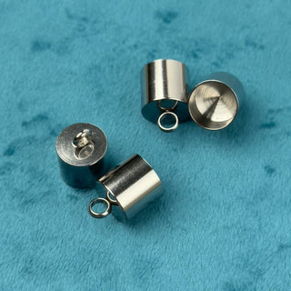 Terminale Coppetta da Incollare in Acciaio 15x11mm (10mm Interno) - 4 pz - Minuteria per Bigiotteria e Gioielli fai da te