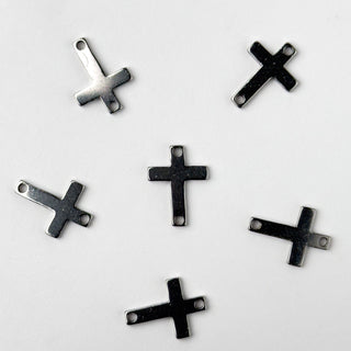 Charm Connettore in Acciaio Croce 15mm - 6 pz