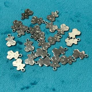 Charm in Acciaio Orsacchiotto 12mm - 24 pz - Minuteria per Bigiotteria e Gioielli fai da te