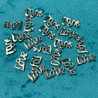 Charm in Acciaio 'Love' 12x6mm - 6 pz - Minuteria per Bigiotteria e Gioielli fai da te