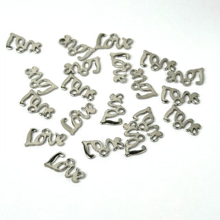 Charm in Acciaio 'Love' 12x6mm - 6 pz - Minuteria per Bigiotteria e Gioielli fai da te