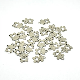 Charm in Acciaio Orsacchiotto con Pancia Cuore 11x8mm - 25 pz - Minuteria per Bigiotteria e Gioielli fai da te