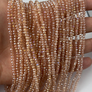 Cristalli Rondella Rosa Antico Trasparente Boreale 3x2mm - Filo da 40 cm | Sarobidy