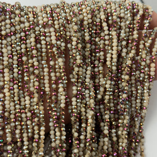 Cristalli Rondella Avorio e Magenta Bicolore 3x2mm - Filo da 40 cm | Sarobidy