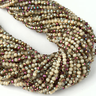 Cristalli Rondella Avorio e Magenta Bicolore 3x2mm - Filo da 40 cm | Sarobidy