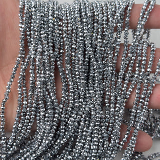 Cristalli Rondella Argento 3mm - Filo da 40 cm | Sarobidy