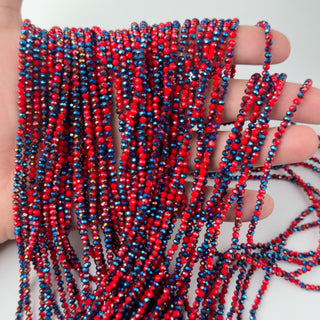 Cristalli Rondella Rosso e Blu Bicolore 3mm - Filo da 40 cm | Sarobidy