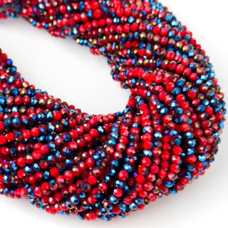 Cristalli Rondella Rosso e Blu Bicolore 3mm - Filo da 40 cm | Sarobidy