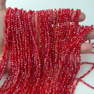 Cristalli Rondella Rosso Chiaro Transparente Aurora Boreale 3mm - Filo da 40 cm | Sarobidy